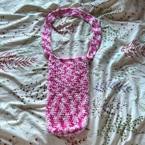 Homemade crocheted bag with shoulder strap